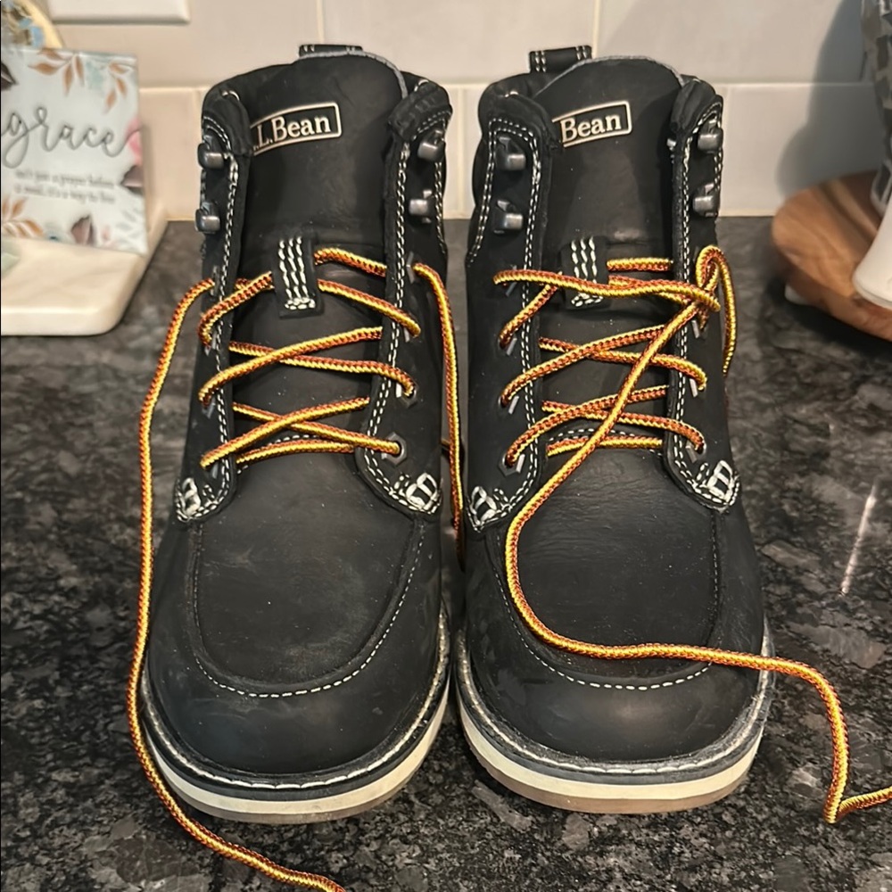 L.L. Bean Women’s Black Boots with Orange Laces